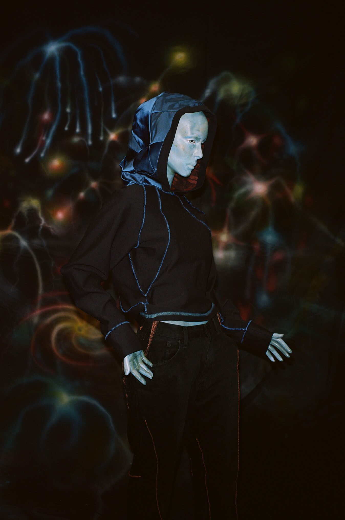 1sunsett 2orange 3Robinsparkes 4blue person 5Magic  6Painted clothing 7painting 8art 9clock 10time 11 11:11